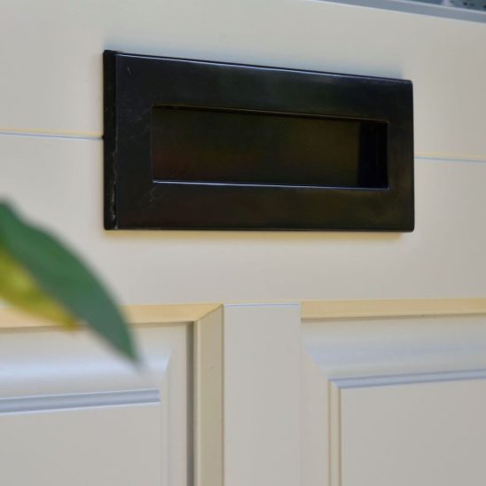 Timber Entrance Door with Obscured Glass & Black Letterbox