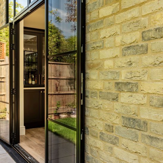 Steel look aluminium slim French doors in black