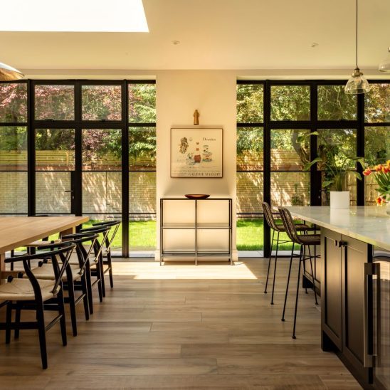 Steel look aluminium slim French doors in black