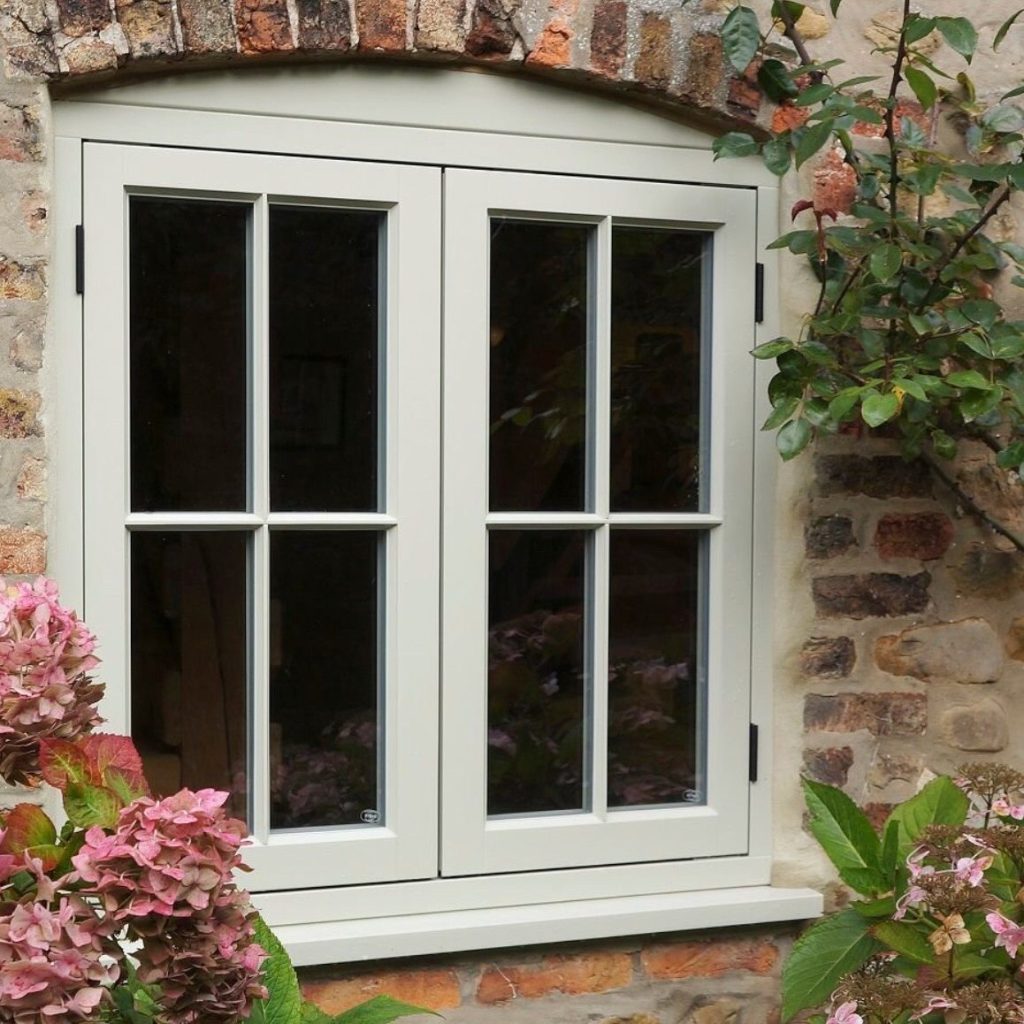 Timber Flush Cottage Casement Window in French Grey with Astragal Bars
