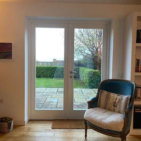Dual Colour Window Grey & White Timber French Doors in Orford