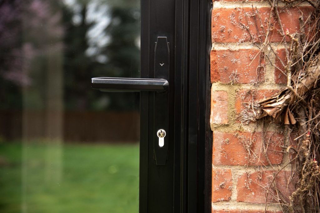 Aluco black steel look aluminium back door with black handle