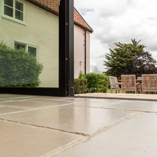 Sunflex sliding patio doors with seamless flush floor track