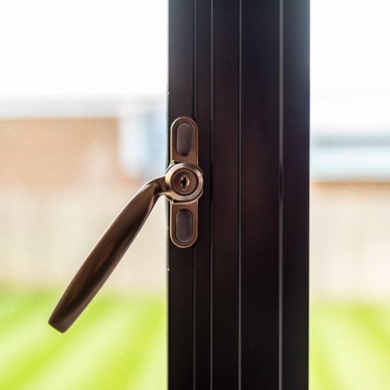 Steel look aluminium internal window handle. Aluco at The Burgess Group