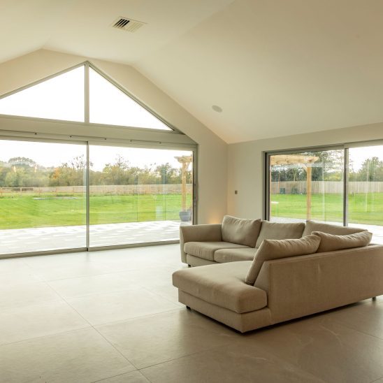 Matt Agate Grey Sunflex ultra slim sliding doors with 20mm sightlines