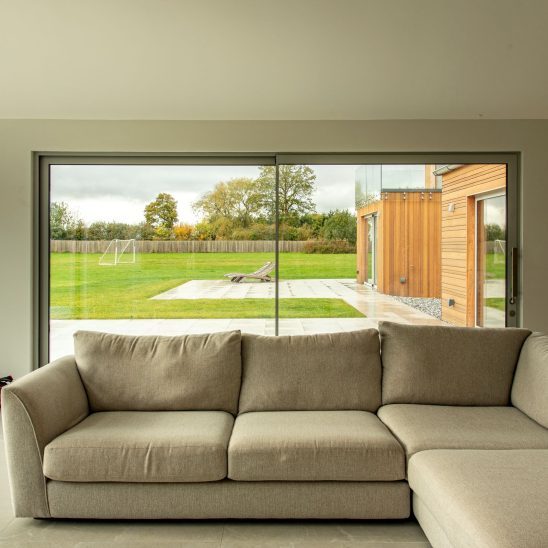 Matt Agate Grey Sunflex ultra slim sliding doors with 20mm sightlines