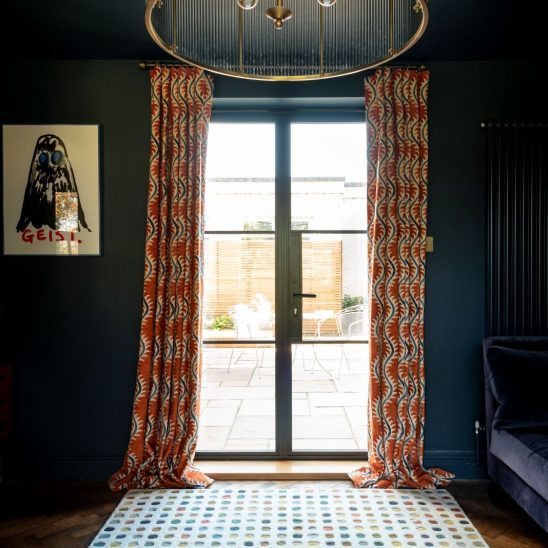 Black heritage, Art Deco aluminium patio doors with floating lock detail and Art Deco handle