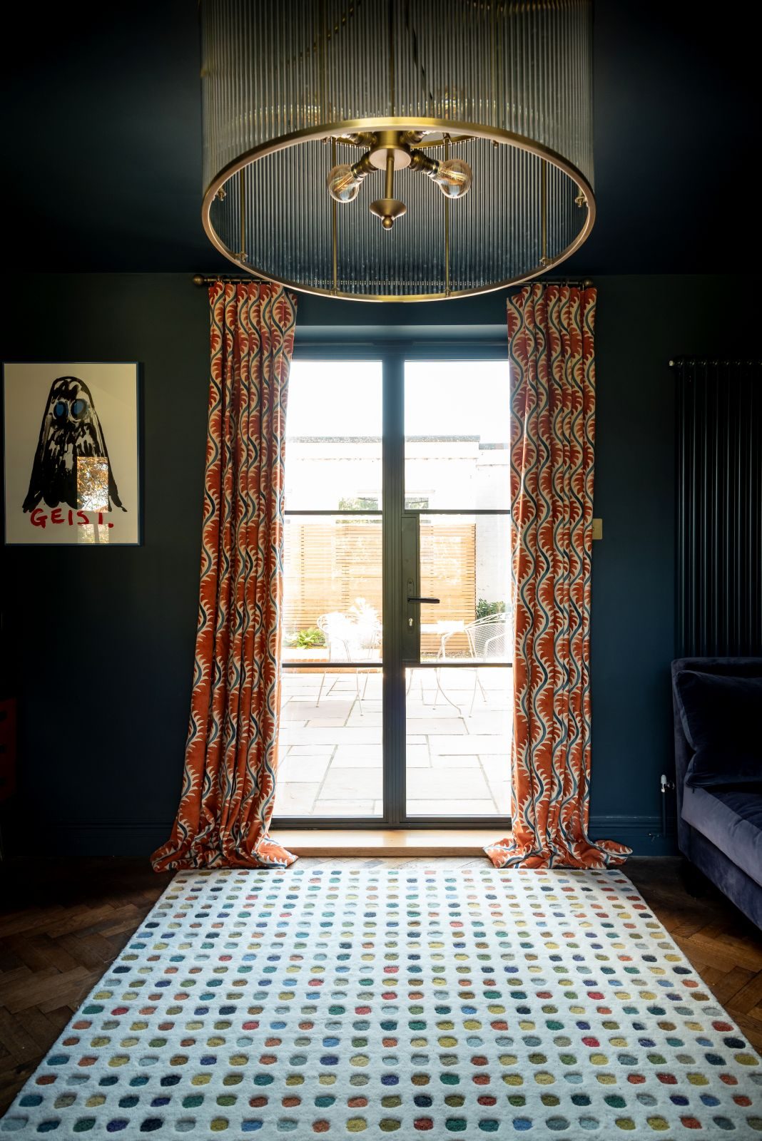 Black heritage, Art Deco aluminium patio doors with floating lock detail and Art Deco handle