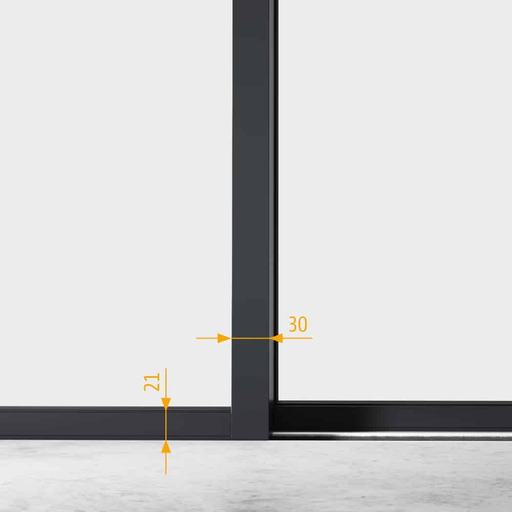 line drawing of sunflex 30mm horizontal and vertical dimensions